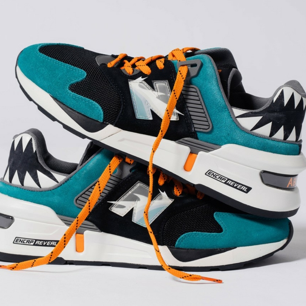 New Balance 997 Great White Teal Toe shoes